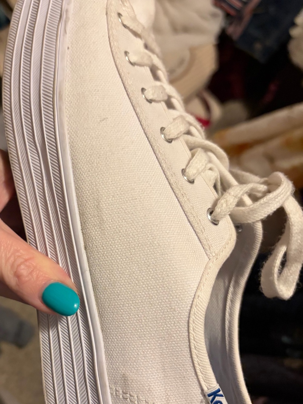 Keds Women’s White Canvas Lace-Up Sneakers - Picture 3 of 12